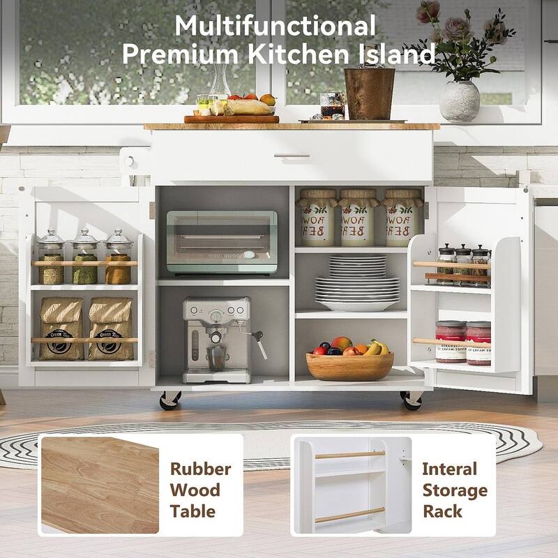 Rolling Kitchen Island Cart with Wheels , Drawer, Storage Racks