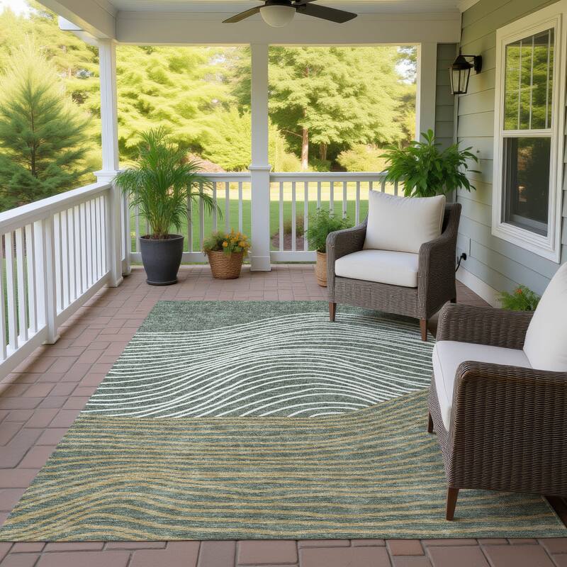 Machine Washable Indoor/ Outdoor Modern Arches Chantille Rug