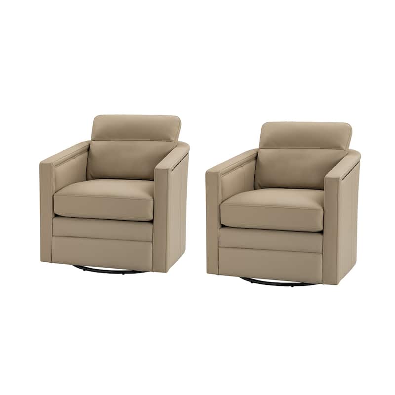 Jorge 28.74" Wide Genuine Leather Swivel Chair Set of 2