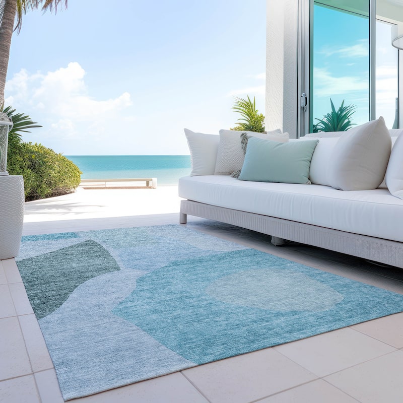 Machine Washable Indoor/ Outdoor Chantille Contemporary Abstract Rug