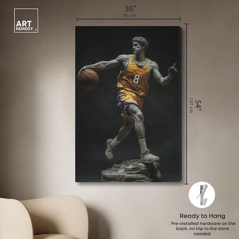 Basketball Yellow Uniform Canvas by Art Remedy, Gallery Wrapped