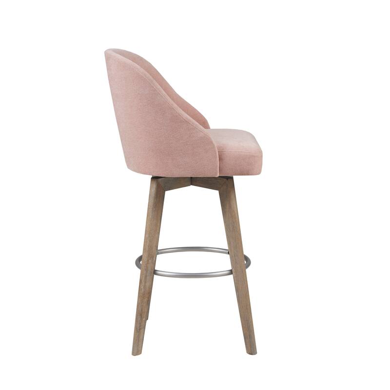 Madison Park Pearce Swivel Upholstered Counter Stool with Solid Wood Legs & Metal Footrest