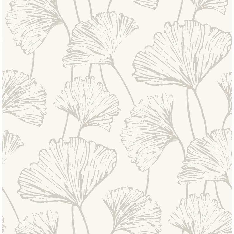 A-Street Prints Reverie Silver Ginkgo Wallpaper