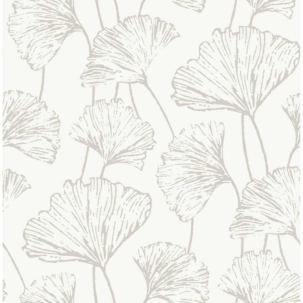 A-Street Prints Reverie Silver Ginkgo Wallpaper