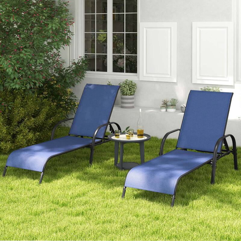 Costway Patio Lounge Chair Chaise Adjustable Reclining Armrest