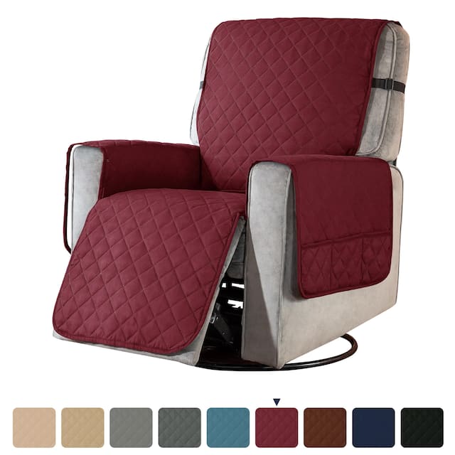 Subrtex Recliner Chair Cover Slipcover Reversible Protector Anti-Slip - Large - Wine