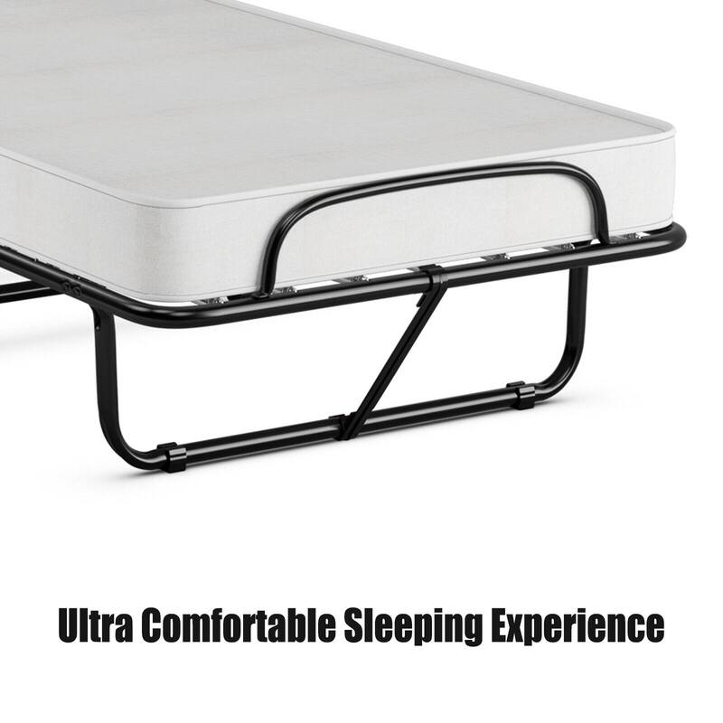 Gymax Rollaway Folding Metal Bed Memory Foam Mattress Cot Guest Made - 31'' x 75''