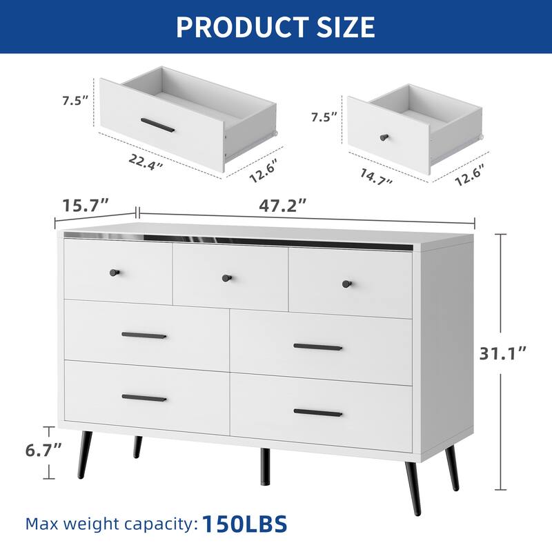 Moasis 7 Drawer Double Dresser Storage Dresser