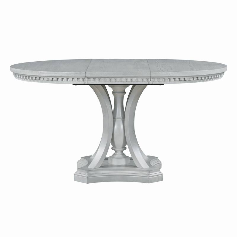 Retro 5-piece Dining Set Extendable Round Table and 4 Chairs