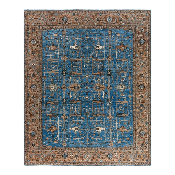 slide 2 of 9, Serapi One-of-a-Kind Hand-Knotted Area Rug - Light Blue, 8' 0" x 10' 0" - 8' 0" x 10' 0"