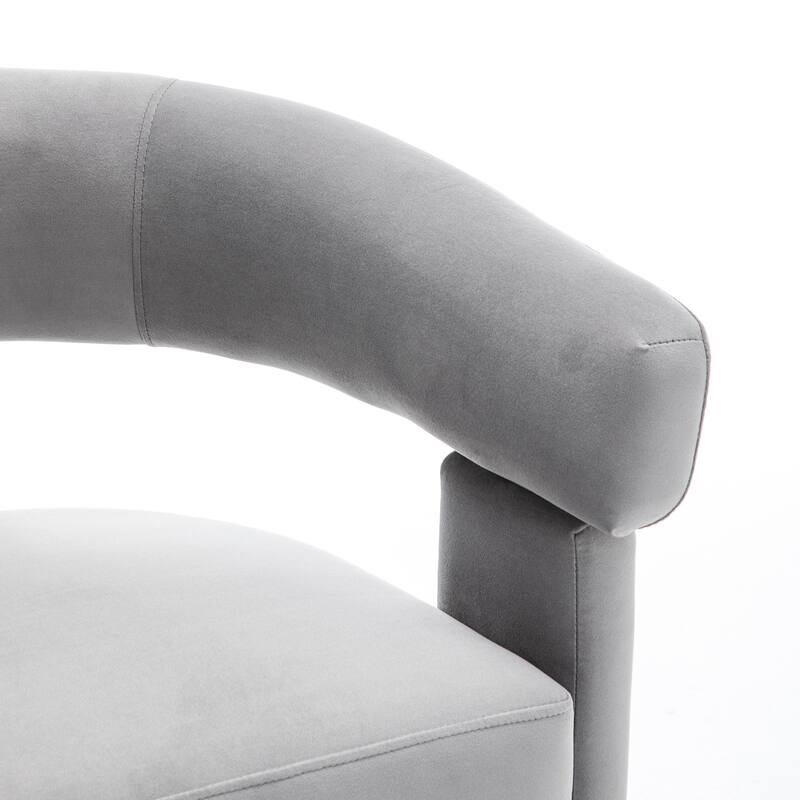 SEYNAR Modern Velvet Accent Chair, Upholstered Barrel Armchair with Curved Back and Thickened Padded Seat