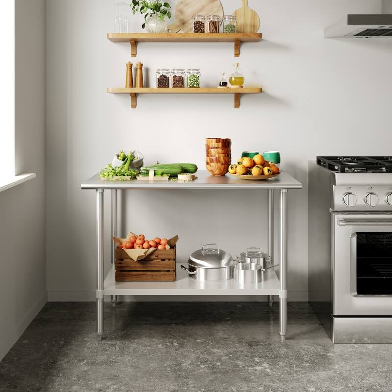 Stainless Steel 18 Gauge Work Table with Undershelf