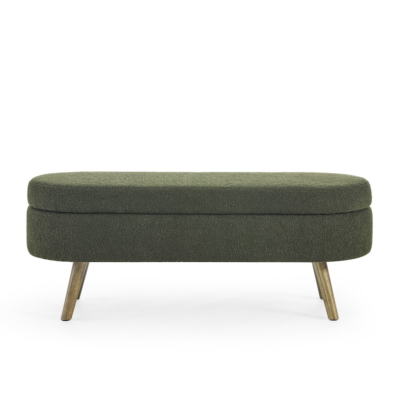 Ottoman Oval Storage Bench,Rubber Wood Legs