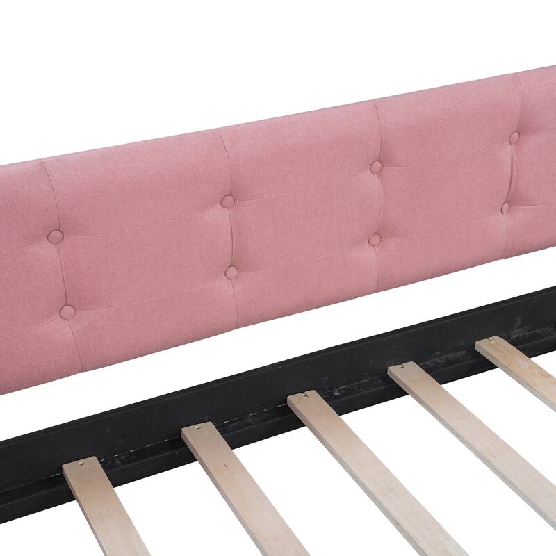 Twin/Full Size Linen Upholstered Daybed with 4 Support Legs