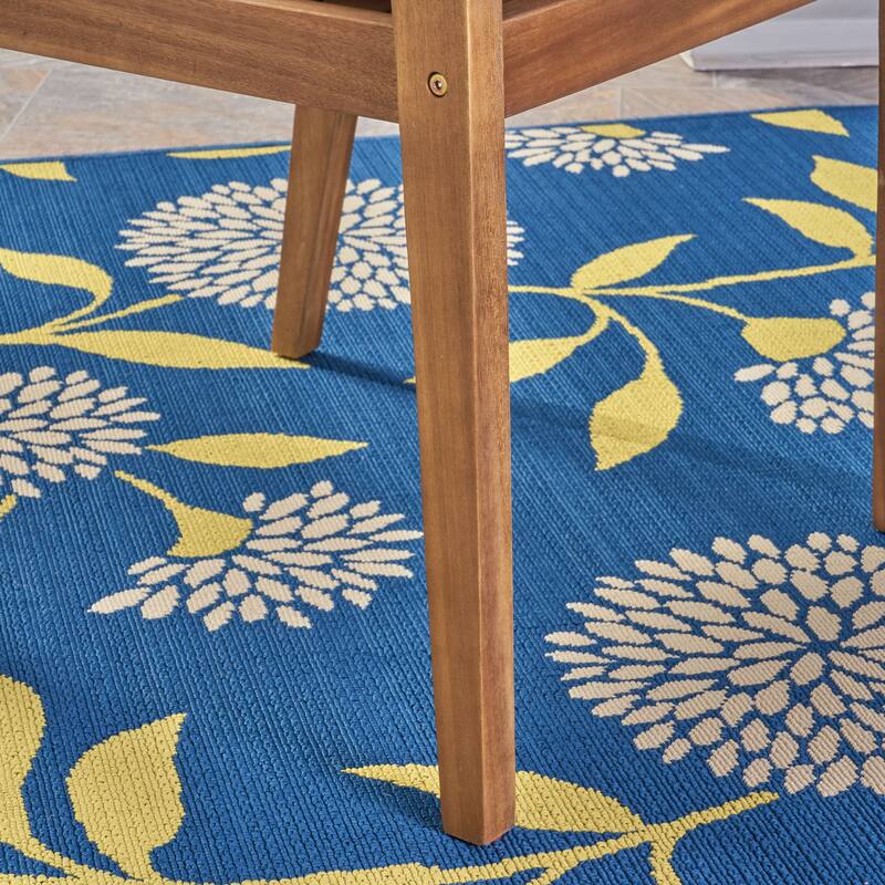 Roomfitters Set of 2 Solid Acacia Wood Dining Chairs with Water-Resistant Cushions, Cream