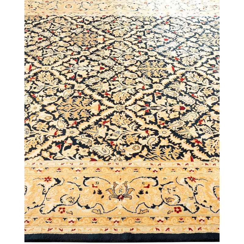 Overton Handknotted Wool Traditional Oriental Black Area Rug - 6' x 9'