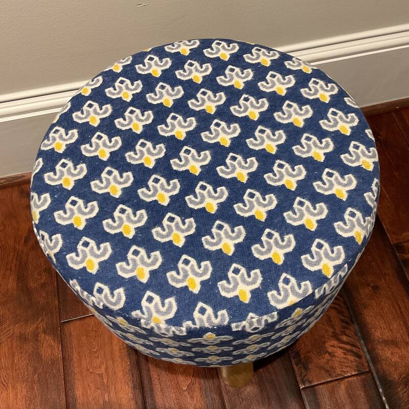 HERAT ORIENTAL Wooden Round Upholstered Cloth Stool