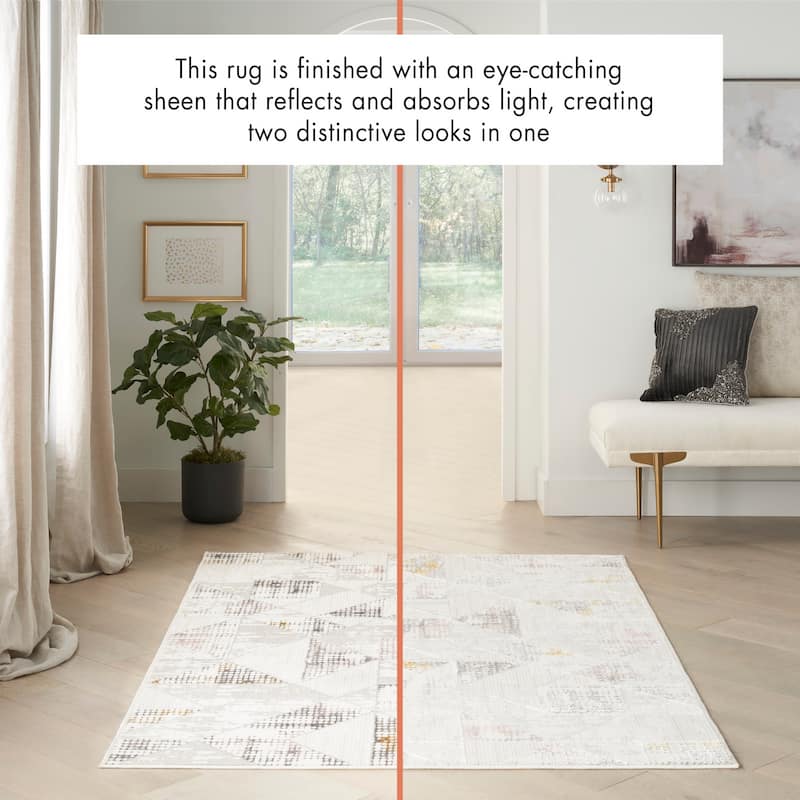 Nourison Glam Indoor Grey Geometric Area Rug - Ivory/Multi - 9' x 12' - Rectangle