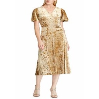 Ralph Lauren Women's V Neck Below the Knee Sheath Cocktail Dress Green Size 4
