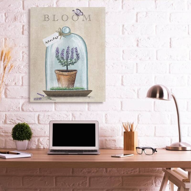 Stupell Bloom and Renew Text Purple Lavender Cloche Canvas Wall Art