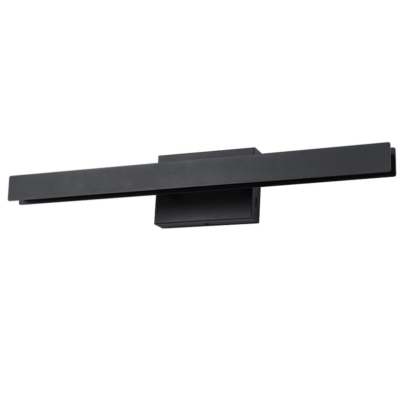 1-Light Modern Black Aluminum Linear Wall Light Strip Dimmable Integrated LED Bathroom Vanity Light