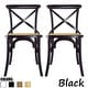 preview thumbnail 4 of 6, Set of 2 Wood Antique Farmhouse Cross Back Dining Chairs Rattan With X Back Dark Bedroom Restaurants Hotel