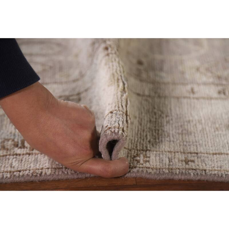 Hand Knotted Oriental 100% Wool Carpet Transitional All-Over Brown Oushak Area Rug - 6' 6'' X 4' 0''