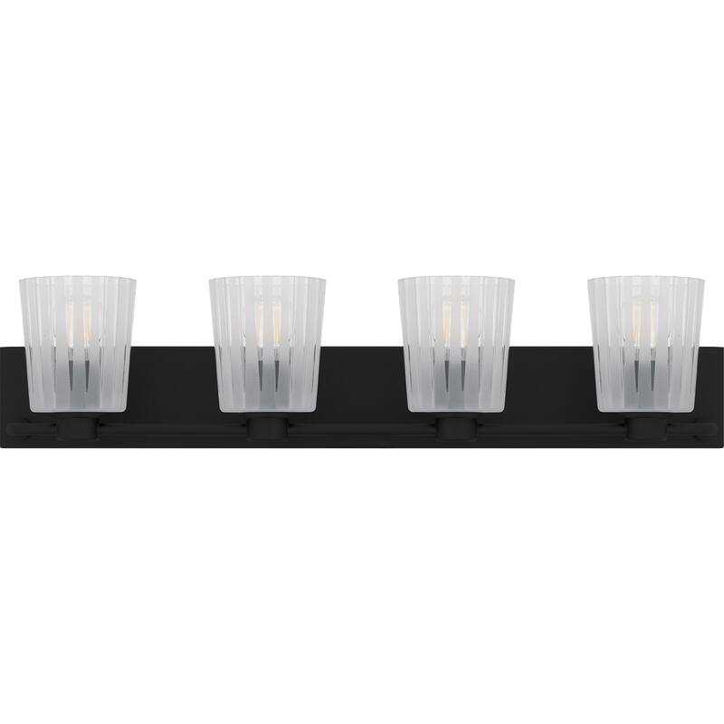 Gray 4-Light Matte Black Bath Light