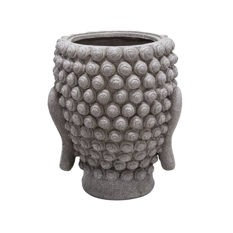 Gray Buddha Head Planter 16.75"H - 14.25" x 14.0" x 16.75"
