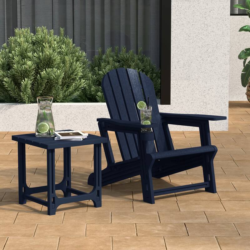 Coastline Outdoor Poly Adirondack Chair with Side Table