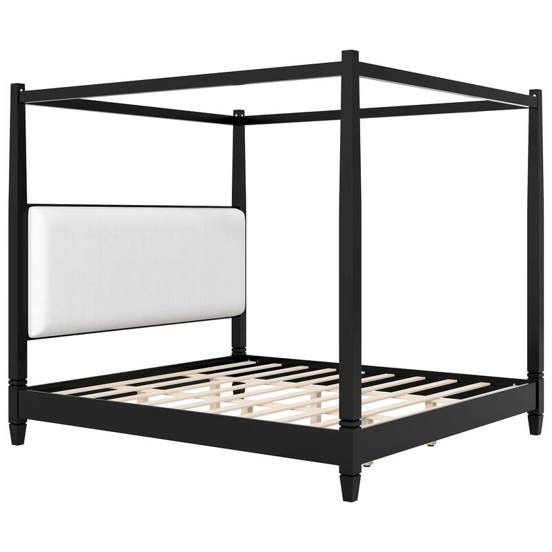 Canopy Platform Bed with Upholstered Headboard by Harper&Bright Designs