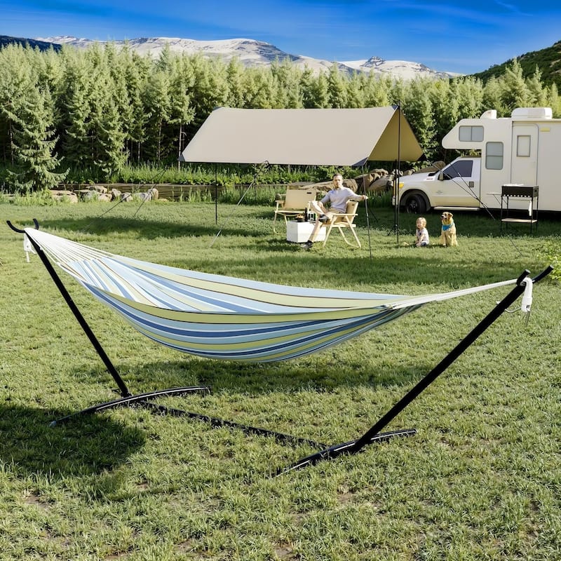 2-Person Hammock with Heavy-Duty Steel Stand - Blue