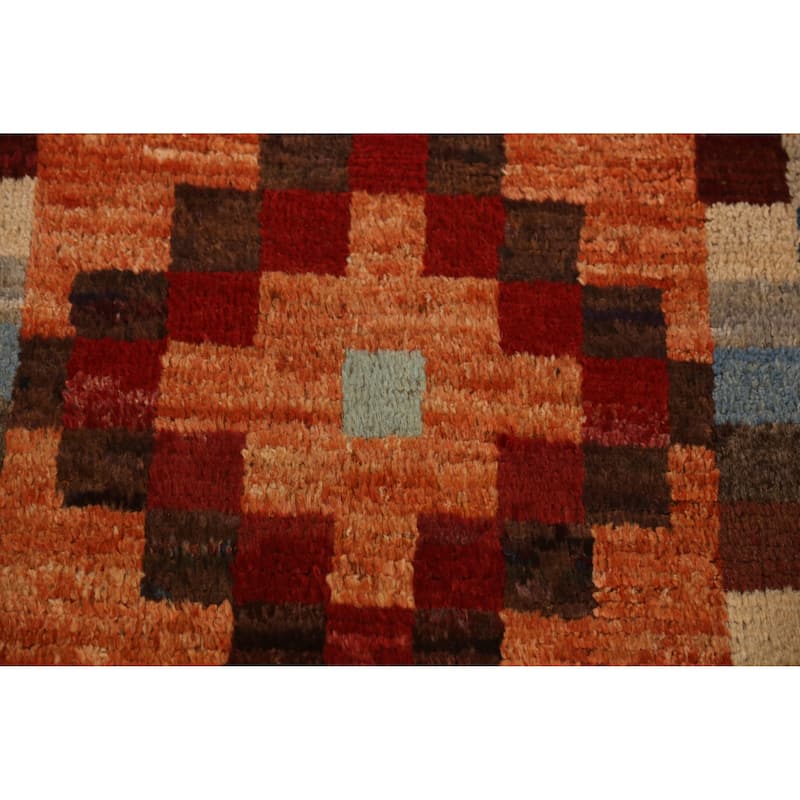 Geometric Moroccan Runner Rug Handmade Wool Carpet - 2'10" x 9'8"