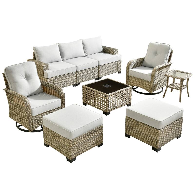 HOOOWOOO 9-piece Patio Swivel Chair Conversation Set