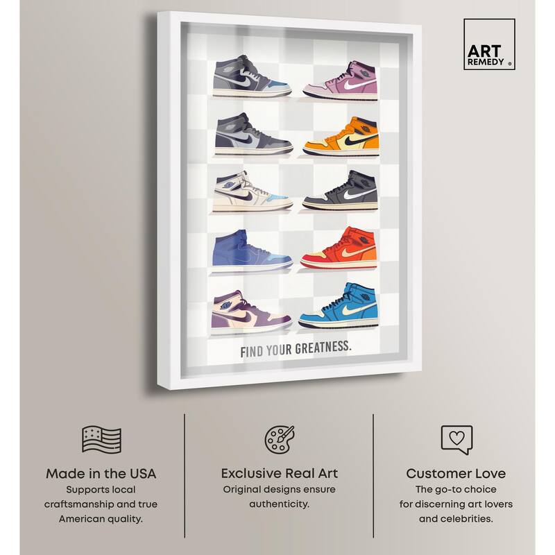 Find Your Greatness Sneakers Shadowbox by Art Remedy