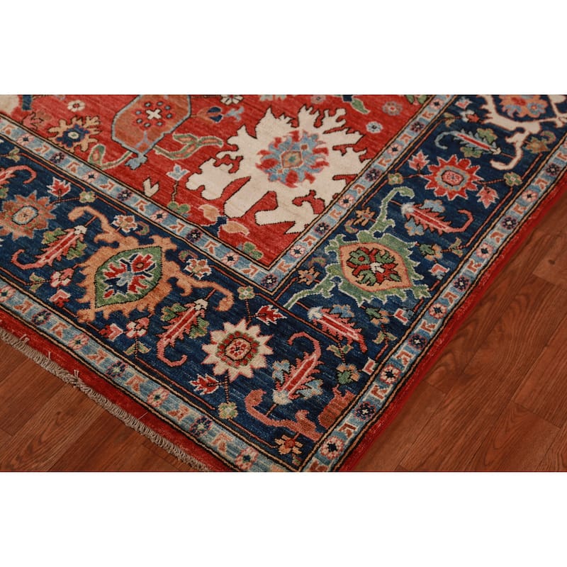 Vegetable Dye Floral Ziegler Rug Hand-Knotted Wool Carpet - 6'7"x 9'11"