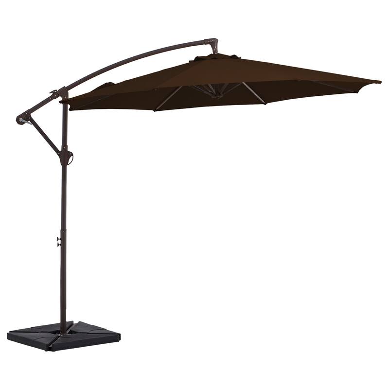 10 ft Steel Crank-lift Cantilever Umbrella With Weighted Base