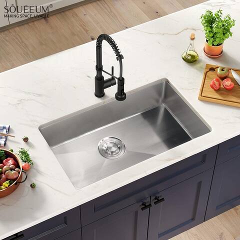 DORNBERG 27" L X 18" W Undermount Kitchen Sink With Sink Grid