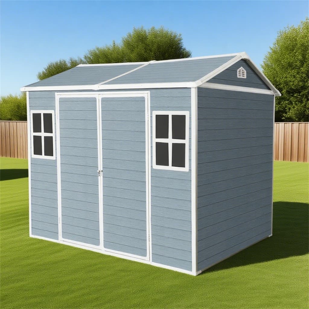 8x6ft Waterproof Resin Outdoor Storage Shed with Floor