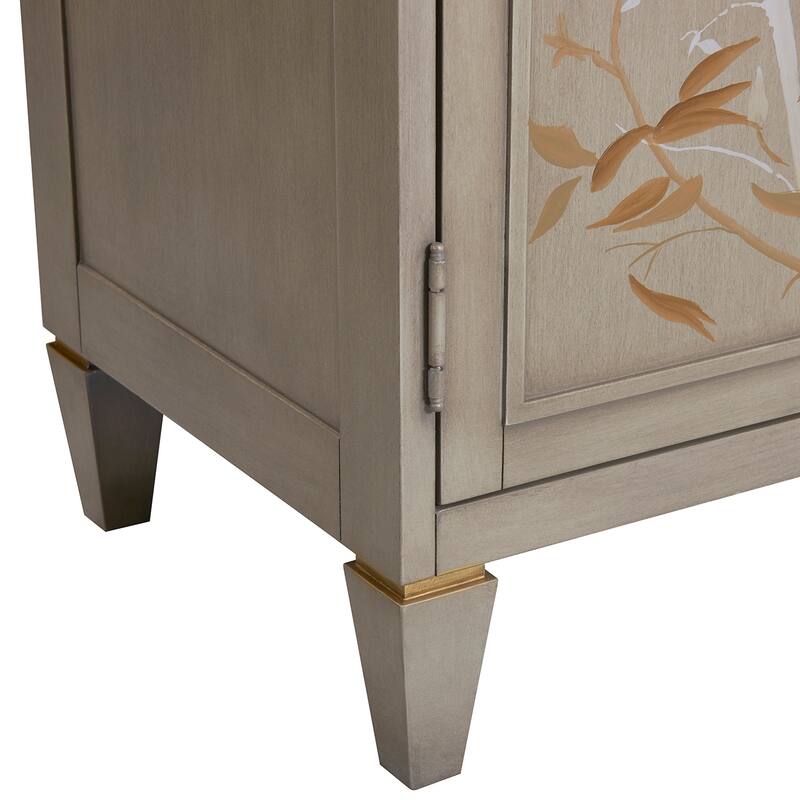 Dauphin Cashmere Grey Wood Hand Painted Entryway Storage Cabinet