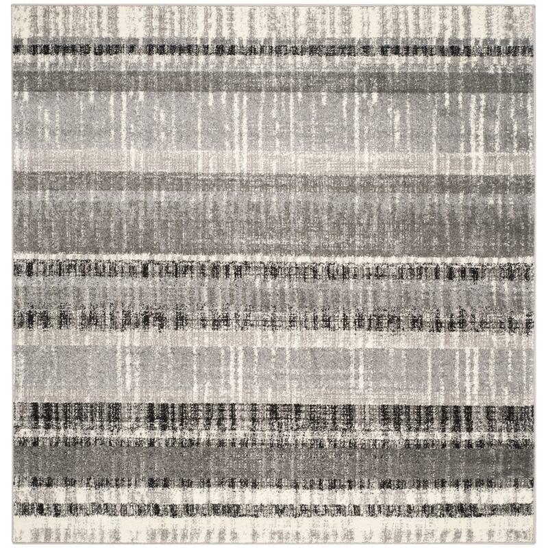 SAFAVIEH Evoke Karrie Distressed Vintage Boho Rug - 6' Square - Cream/Dark Grey - Square