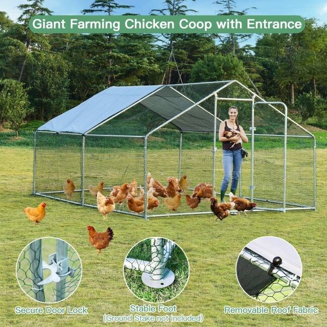 Large Walk in Shade Cage Chicken Coop with Roof Cover