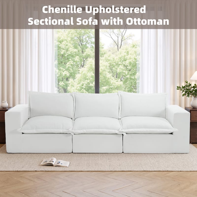 No Assembly Chenille Modular Sectional Sofa Comfy Cloud Couch