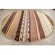 preview thumbnail 9 of 13, Striped Gabbeh Kashkoli Area Rug Wool Handmade Oriental Carpet - 7'9" x 8'2" Round