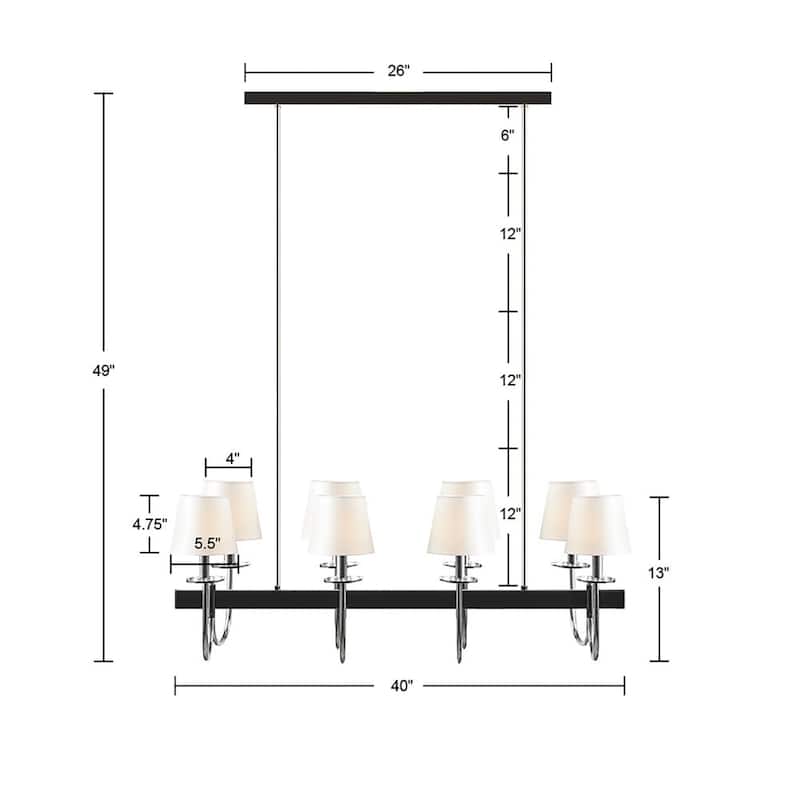 8-Light Traditional Dimmable Chandelier with Drum Shades