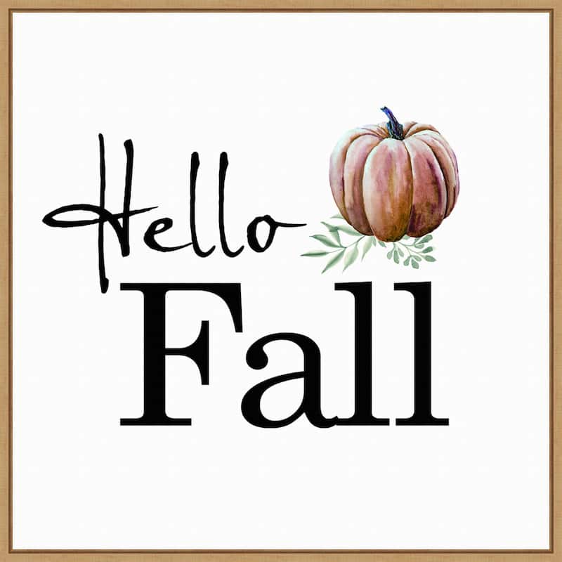 Amanti Art Hello Fall Pumpkin Framed Canvas Wall Art