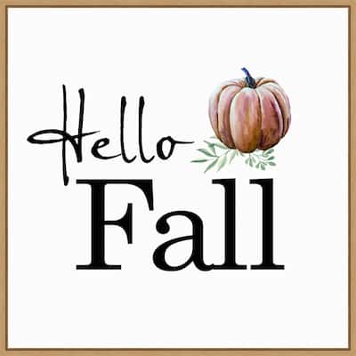 Amanti Art Hello Fall Pumpkin Framed Canvas Wall Art