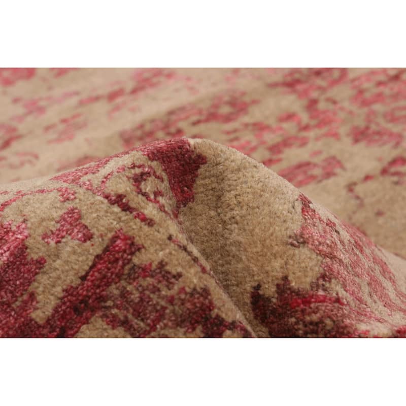 ECARPETGALLERY Hand-knotted Heritage Tan Silk, Wool Rug - 2'7 x 9'9