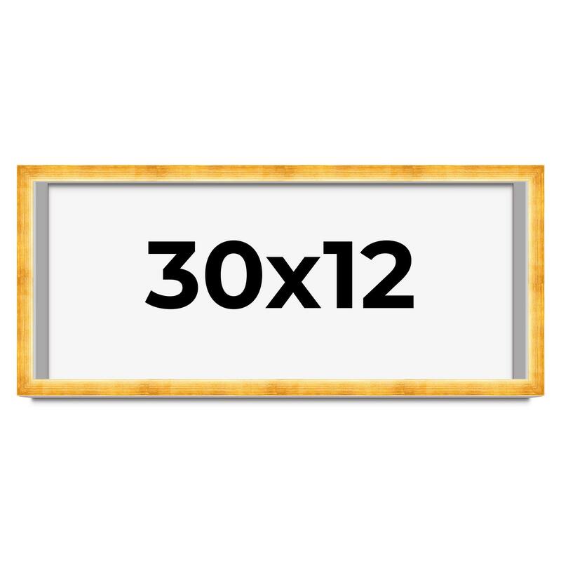30x12 Shadow Box Frame Gold | 1.625 Inches Deep Real Wood Traditional