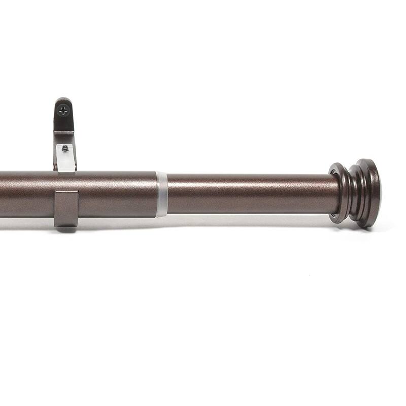 Deco Window 1 Inch Adjustable Curtain Rod for Windows & Doors Curtains with Endcap Round Finials & Brackets Set